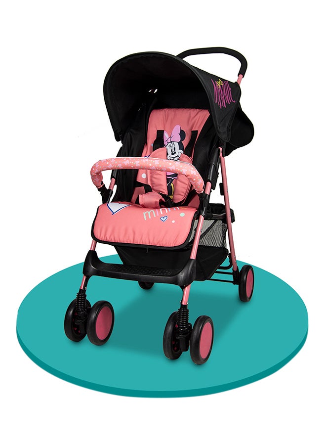 Disney Minnie MoUSe Lightweight Sports Stroller + Storage Cabin 0 36 Months, Compact Design, Rear Breaks, AdjUStable Leg Rest And More., Pink/Black - Image 1