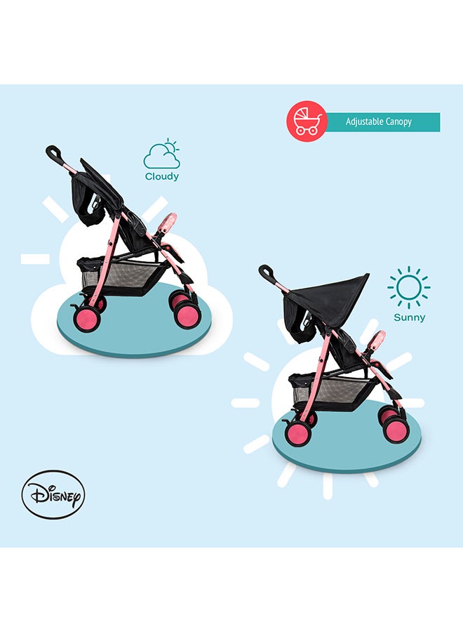 Disney Minnie MoUSe Lightweight Sports Stroller + Storage Cabin 0 36 Months, Compact Design, Rear Breaks, AdjUStable Leg Rest And More., Pink/Black - Image 4