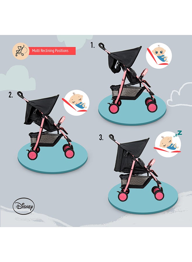 Disney Minnie MoUSe Lightweight Sports Stroller + Storage Cabin 0 36 Months, Compact Design, Rear Breaks, AdjUStable Leg Rest And More., Pink/Black - Image 5