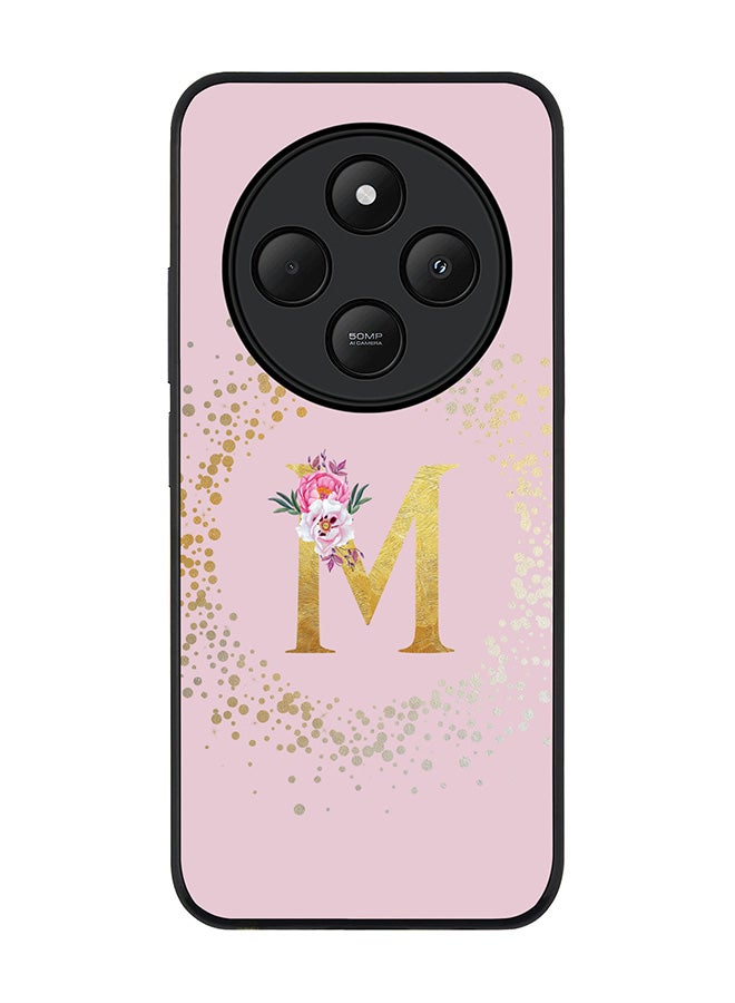 Stylizedd For Xiaomi Redmi 14C / 14R Case,Slim fit Camera Protection, Shockproof Thin Phone cover - Custom Monogram Floral - M (Pink ) - Image 1