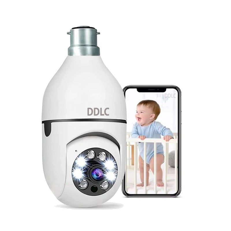 DDLC 1080p HD Bulb Light Wireless IP Camera, Fish Eye 360 Degree Panoramic Mini Lamp IR Home Security Wireless CCTV Camera (Light Bulb) - Image 1