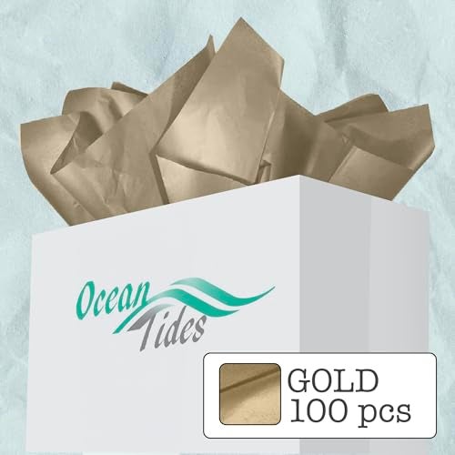 Ocean Tides Premium Wrapping Paper – 100 Sheets (14 x 20 Inches) Colored Tissue Paper for Gift Bags, Birthday Party, Flower Decorations, Mother's Day, Wedding, Crafting & Custom Art Projects - Gold - Image 2