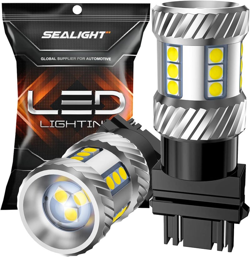 SEALIGHT 3157 LED Bulb Reverse Light, Brake Bulbs 600% Brighter 6000K 1800LM Super Bright 3056 3156 3057 LED Bulbs with Projector Len for DRL Tail Brake Turn Signal Lights, White 2PCS - Image 1