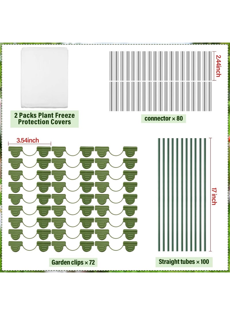 Woanger Woanger 2 Set Plant Covers Freeze Protection Kit with 100 Garden Hoops for Raised Beds 72 Clips 80 Connectors Plant Grow Tunnel Floating Row Cover for Winter Frost Cloth10 x 20ft  - Image 2