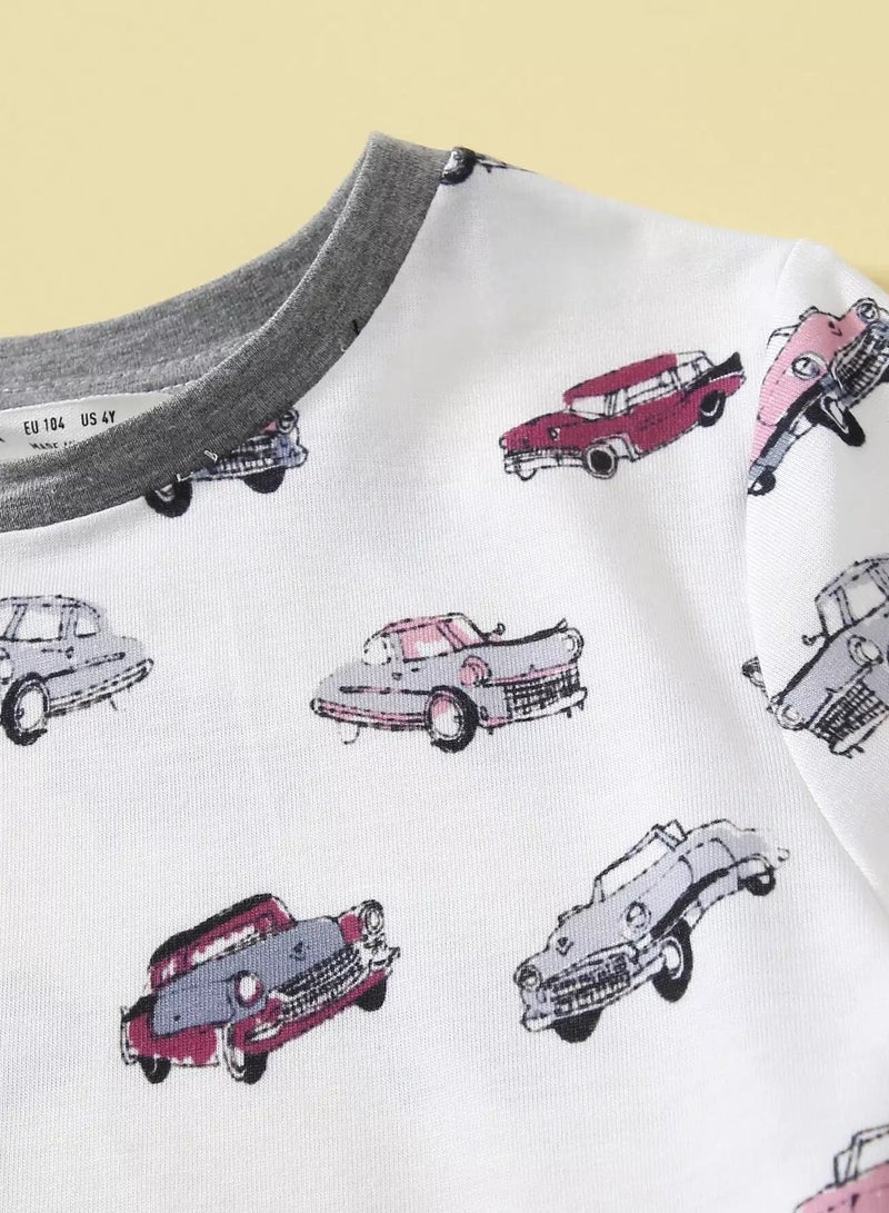 Toddler Boys Car Print Top & Pants PJ Set - Image 3