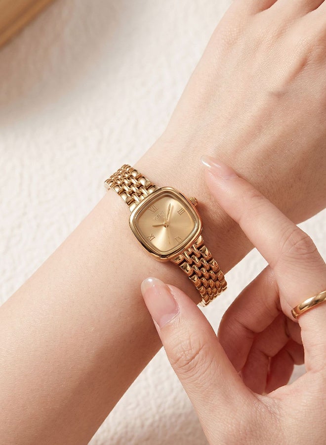 خمر مربع الذهب الساعة النسائية، الماء الساعة الأنيقة مع حركة الكوارتز - Image 4