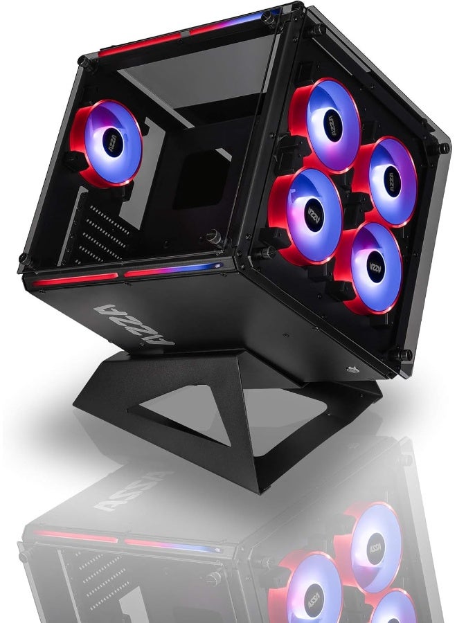 Azza Cube 802 Full-Tower Black Computer Case with RGB Fans and Tempered Glass - Image 3