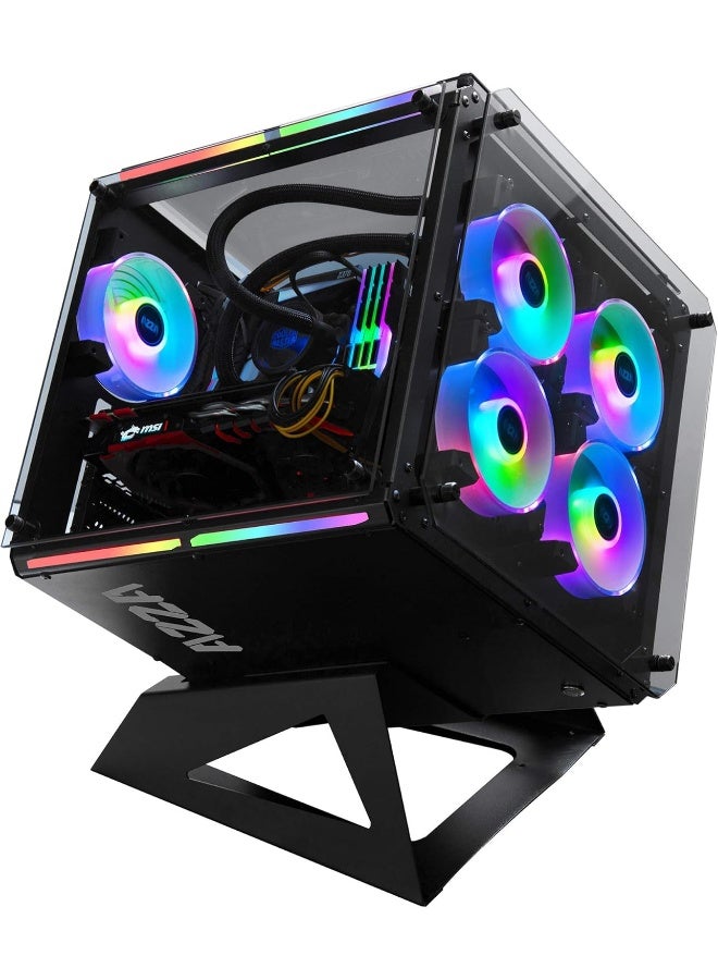 Azza Cube 802 Full-Tower Black Computer Case with RGB Fans and Tempered Glass - Image 2