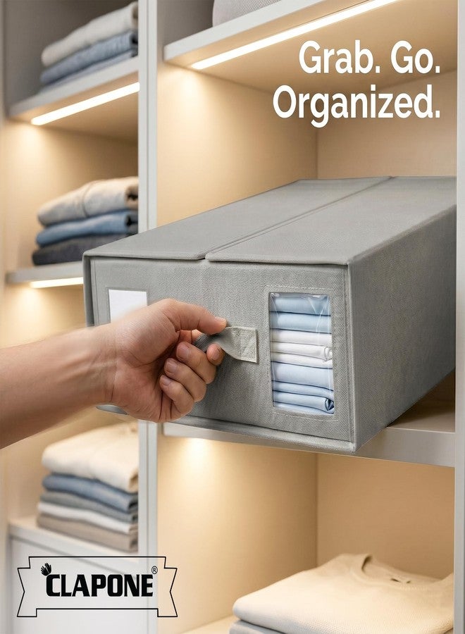 CLAPONE Bedsheet Organizer Storage Box, Foldable Clothes Storage Container, Non-Woven Closet Organizer for Bedding, Blankets, Comforters & Underbed Storage (Grey, Pack Of 1) - Image 3