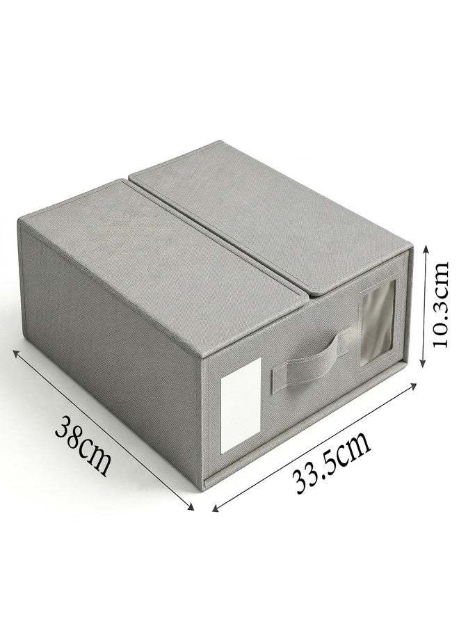 CLAPONE Bedsheet Organizer Storage Box, Foldable Clothes Storage Container, Non-Woven Closet Organizer for Bedding, Blankets, Comforters & Underbed Storage (Grey, Pack Of 1) - Image 2