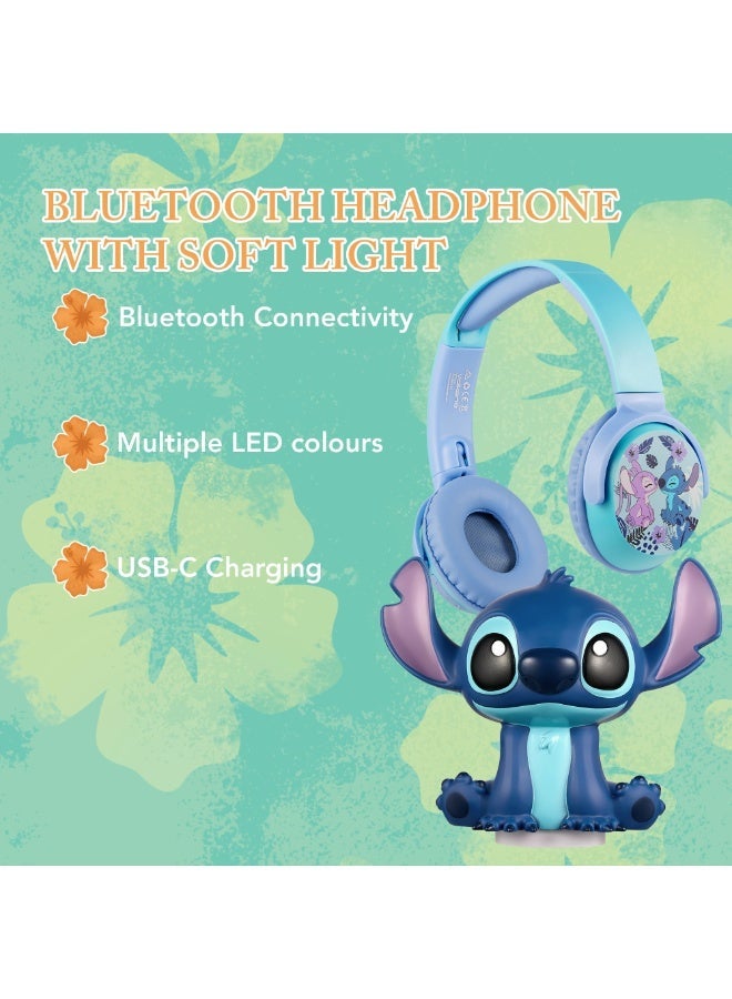 Disney Stitch Kids Bluetooth Headphones 25H Playtime, Kid-Safe Volume, 3D Removable Silicone Ears, Rotatable Ear Cups, Hands-Free Calls - Image 3