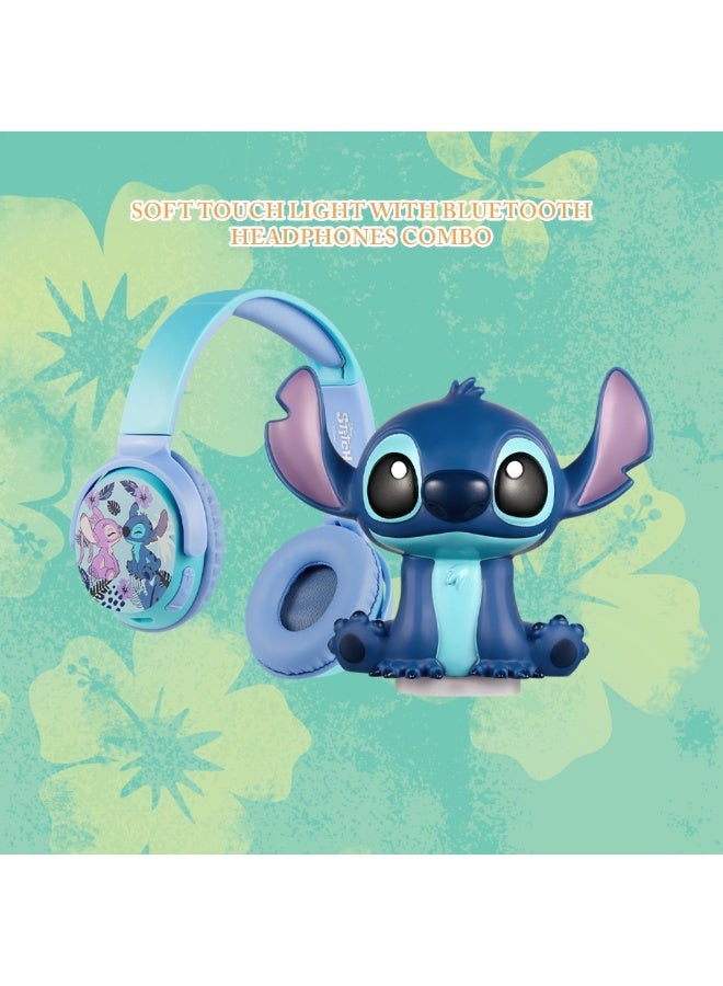 Disney Stitch Kids Bluetooth Headphones 25H Playtime, Kid-Safe Volume, 3D Removable Silicone Ears, Rotatable Ear Cups, Hands-Free Calls - Image 2