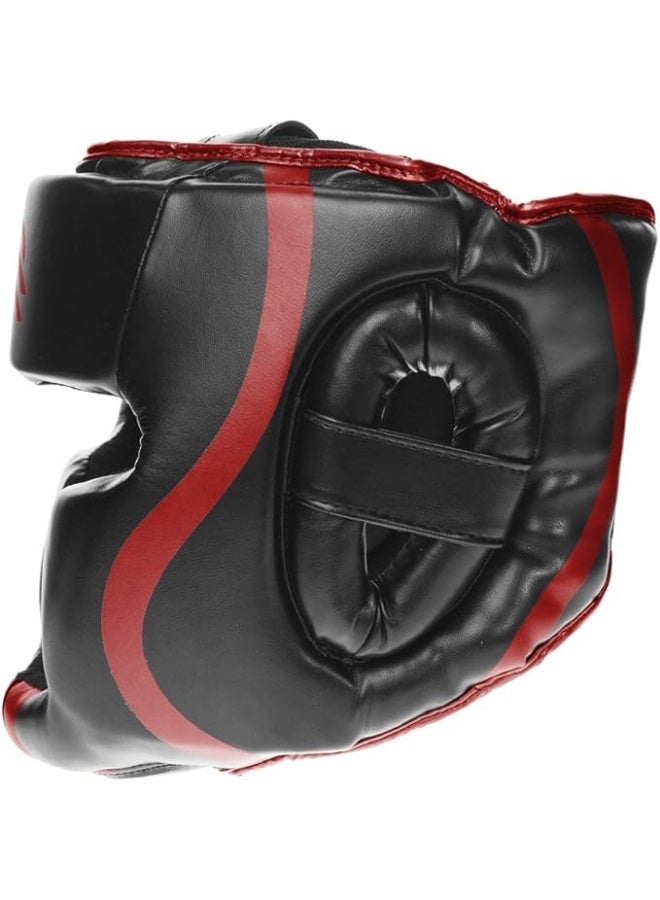 سنابول غطاء رأس أساسي للملاكمة للرجال والنساء | غطاء رأس للمواي تاي والفنون القتالية المختلطة | غطاء رأس للملاكمة بتغطية كاملة للوجه، أسود/أحمر - Image 5