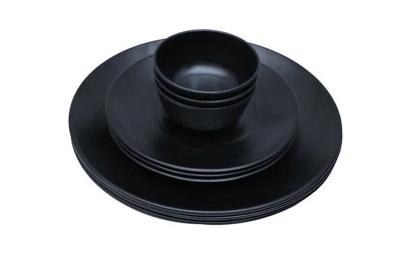 Amar Industries Melamine Dinner Set Elegant Unabreakable Matte Black Spiral Design Full Plates Half Plates with Bowl Set of 9 - Image 5