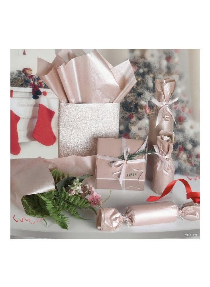 زيمي مجموعة تغليف هدايا معدنية لؤلؤية، 60 ورقة، ورق مناديل بألوان متنوعة (أزرق مائي/وردي فاتح/وردي غامق/بيج/أبيض/برتقالي)، ورق تغليف هدايا مصنوع يدويًا - 35×50 سم - Image 3