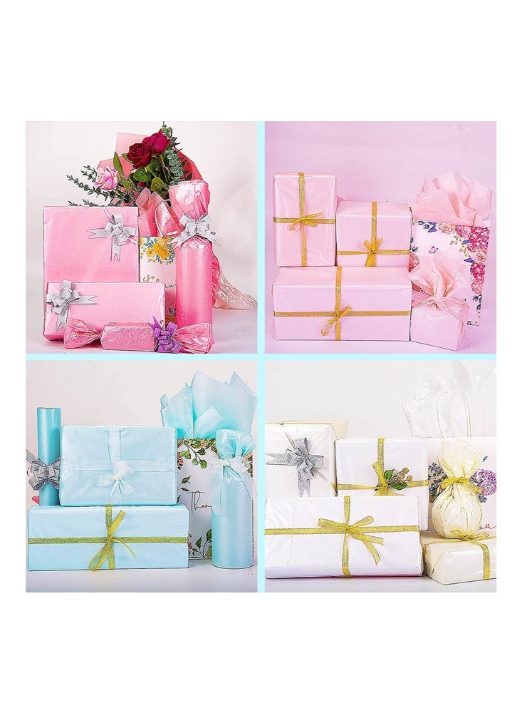 زيمي مجموعة تغليف هدايا معدنية لؤلؤية، 60 ورقة، ورق مناديل بألوان متنوعة (أزرق مائي/وردي فاتح/وردي غامق/بيج/أبيض/برتقالي)، ورق تغليف هدايا مصنوع يدويًا - 35×50 سم - Image 4