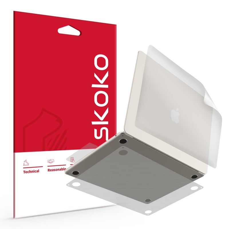 skoko Invisible Matte Full Body Skin for MacBook Air 15 M4 2025 2024 2023 M3 M2 Premium TPU Anti Scratch Protective Film - Image 1