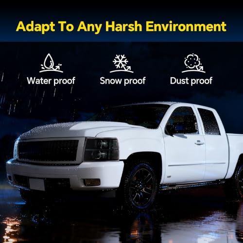 GRAND ORANGE LED Bar Headlight Assembly Compatible with 2007-2013 Chevy Silverado 1500/ Fit 2007-2014 Silverado 2500 3500 2500HD 3500HD Lamp Smoke Lens Black Housing Clear reflector - Image 4