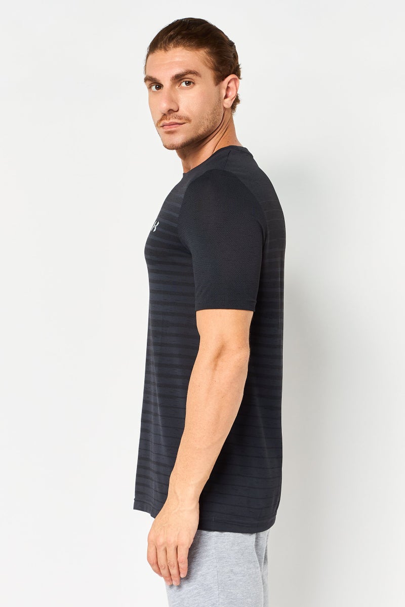 UNDER ARMOUR Men Fitted Short Sleeve Training Seamless T-Shirt, Black - Image 4