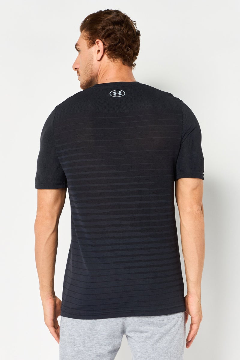 UNDER ARMOUR Men Fitted Short Sleeve Training Seamless T-Shirt, Black - Image 3
