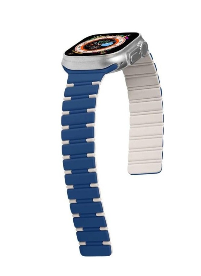 Generic - Contrast Color Silicone Rubber Integrated Watch Band Strap for Apple Watch Compatible with 42mm 44mm 45mm 49mm - Image 1