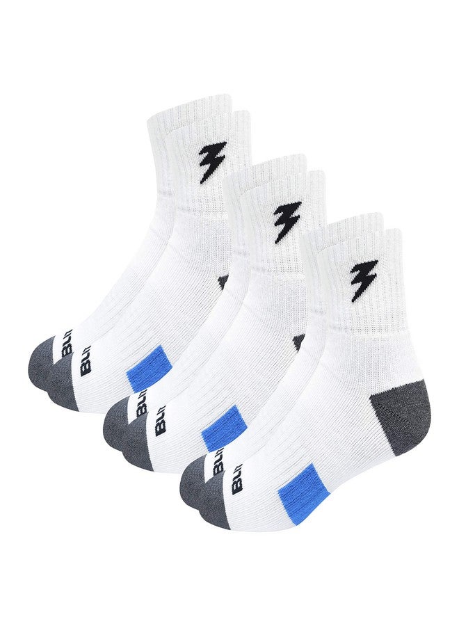BLITZSOX CRICKET PRO Men's Cotton Blend Hi-Performance Professional Cricket Socks Extra Thick & Durable Quarter Length Socks (Size UK 7-11, White) - Pack of 3 - Image 2