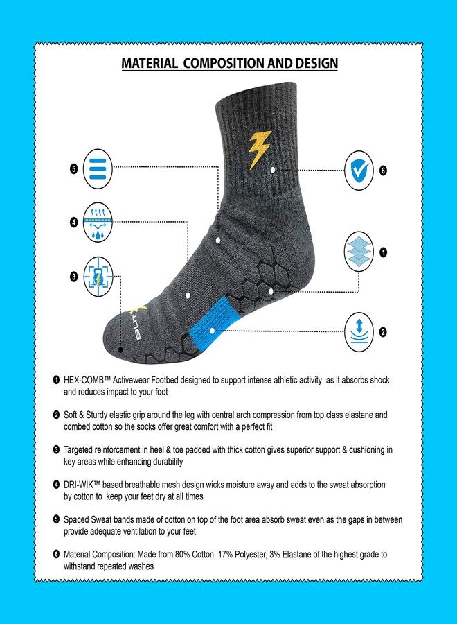 BLITZSOX CRICKET PRO Men's Cotton Blend Hi-Performance Professional Cricket Socks Extra Thick & Durable Quarter Length Socks (Size UK 7-11, White) - Pack of 3 - Image 3