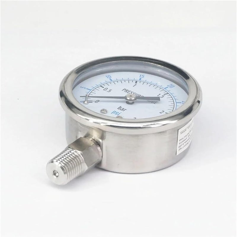 مقياس ضغط قرصي 60 مم 0 2 5 بار 1 8 BSPT ذكر 304 فولاذ مقاوم للصدأ PSI N2 تبخير تخمير هوائي - Image 5