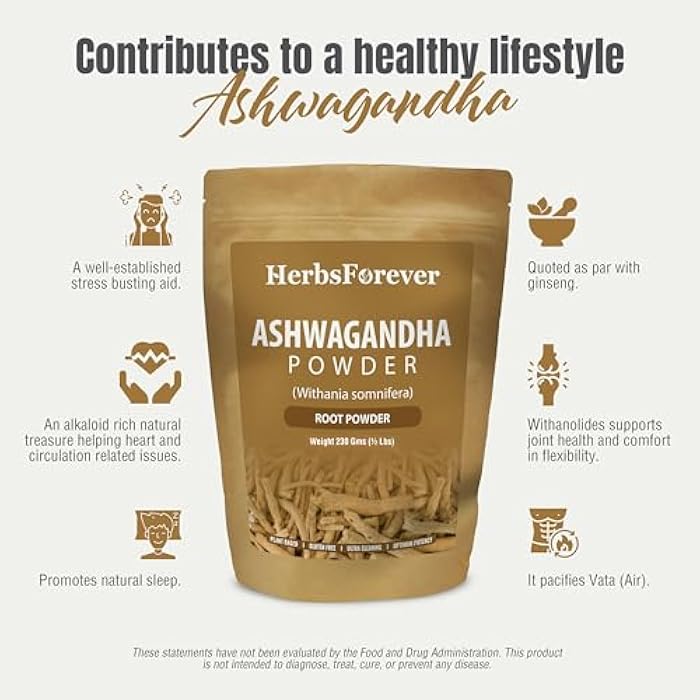 HerbsForever Ashwagandha (Withania somnifera)Root Powder- Ayurvedic Adaptogen Herb For Sleep, Anti Stress,Ideal for Smoothie, Juice & Teas| Wild Harvested, Non GMO, 2X Potency,Ultra Clean| 8oz-1/2 LBS - Image 5
