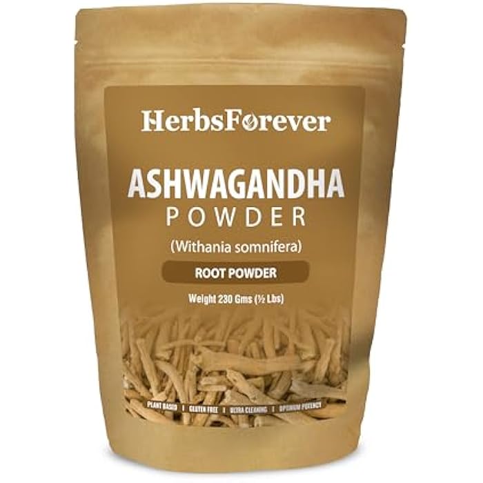 HerbsForever Ashwagandha (Withania somnifera)Root Powder- Ayurvedic Adaptogen Herb For Sleep, Anti Stress,Ideal for Smoothie, Juice & Teas| Wild Harvested, Non GMO, 2X Potency,Ultra Clean| 8oz-1/2 LBS - Image 1