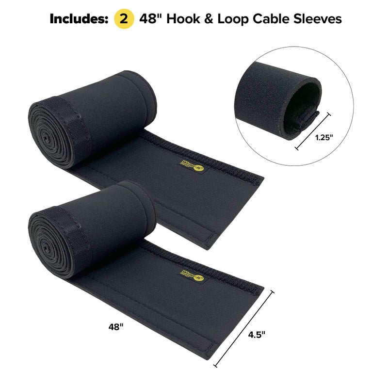 Wrap-It Storage Hook and Loop Cable Sleeve by Wrap-It Storage - 48" x 4.5" (2-Pack) Black - Cut to Size Cord Organizer and Cable Protector for Desk, TV Cord Management to Hide and Cover Wire and Extension Cords - Image 3