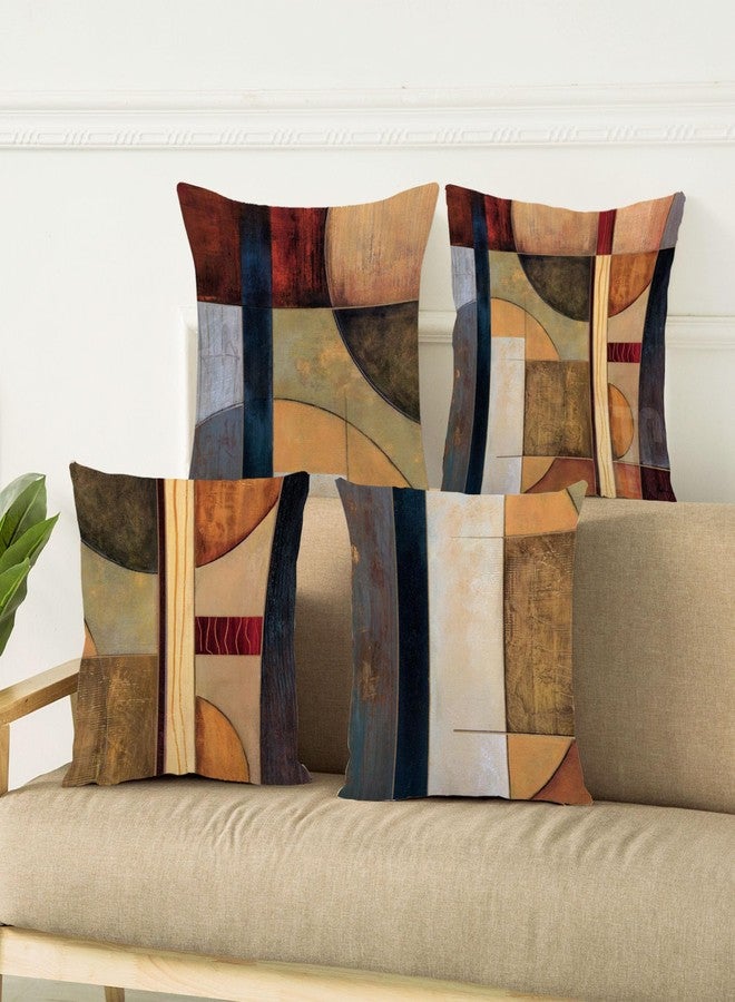 WOMHOPE Throw Pillow Covers Pillow Cases Cushion Cases Vintage Geometric Home Decorative 18 x 18 Inch for Living Room,Couch and Bed Pack of 4 (Geometry) - Image 2