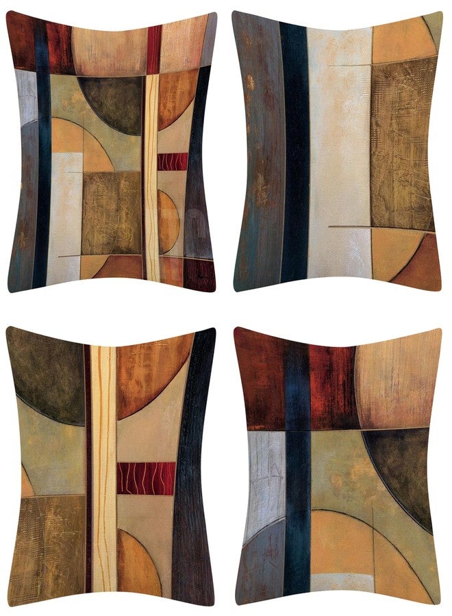 WOMHOPE Throw Pillow Covers Pillow Cases Cushion Cases Vintage Geometric Home Decorative 18 x 18 Inch for Living Room,Couch and Bed Pack of 4 (Geometry) - Image 1