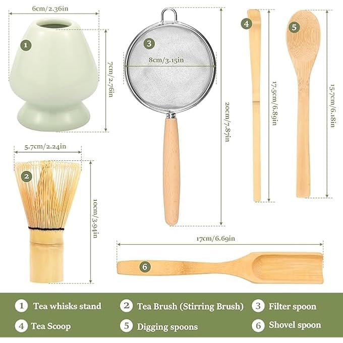 Tazweeq Matcha Bowl Set Matcha Whisk Matcha Spoon Tea Sieve Handmade Matcha Bowl Set Bamboo - Image 3