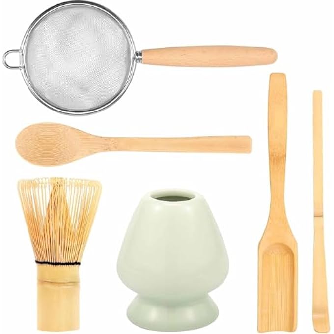 Tazweeq Matcha Bowl Set Matcha Whisk Matcha Spoon Tea Sieve Handmade Matcha Bowl Set Bamboo - Image 1