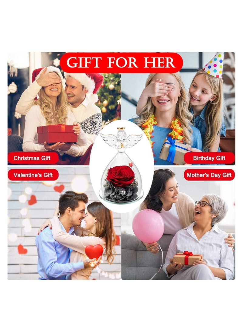 SYOSI Preserved Flower Rose, Mothers Day Birthday Gifts for Mom Wife, Preserved Rose Flower in Crystal Angel Figurines,Gifts for Women Her Girlfriend on Anniversary Wedding - Image 3