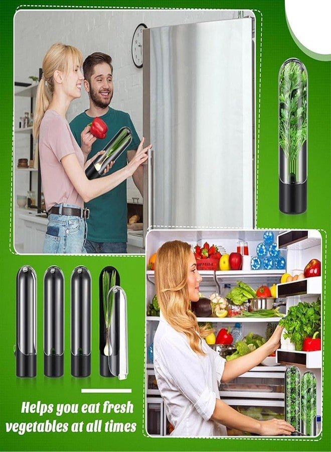 Paghadi Herb Storage Containers for Refrigerator Herb Saver Pod Cilantro Containers for Refrigerator Herb Storage for Cilantro Parsley Asparagus Keeps Vegetables Fresh for 2-3 Week (Black) - Image 5