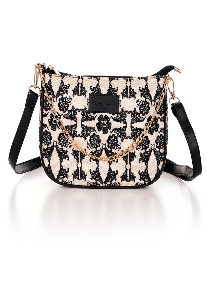 Hard Craft Cross Body Sling Bag For Women Stylish Blossom Floral Print Vegan Leather Bag Travel HandBag For Office Use Side Shoulder Hand Bag Ladies Purse For Working Womens Gifts For Woman Girls - Image 1