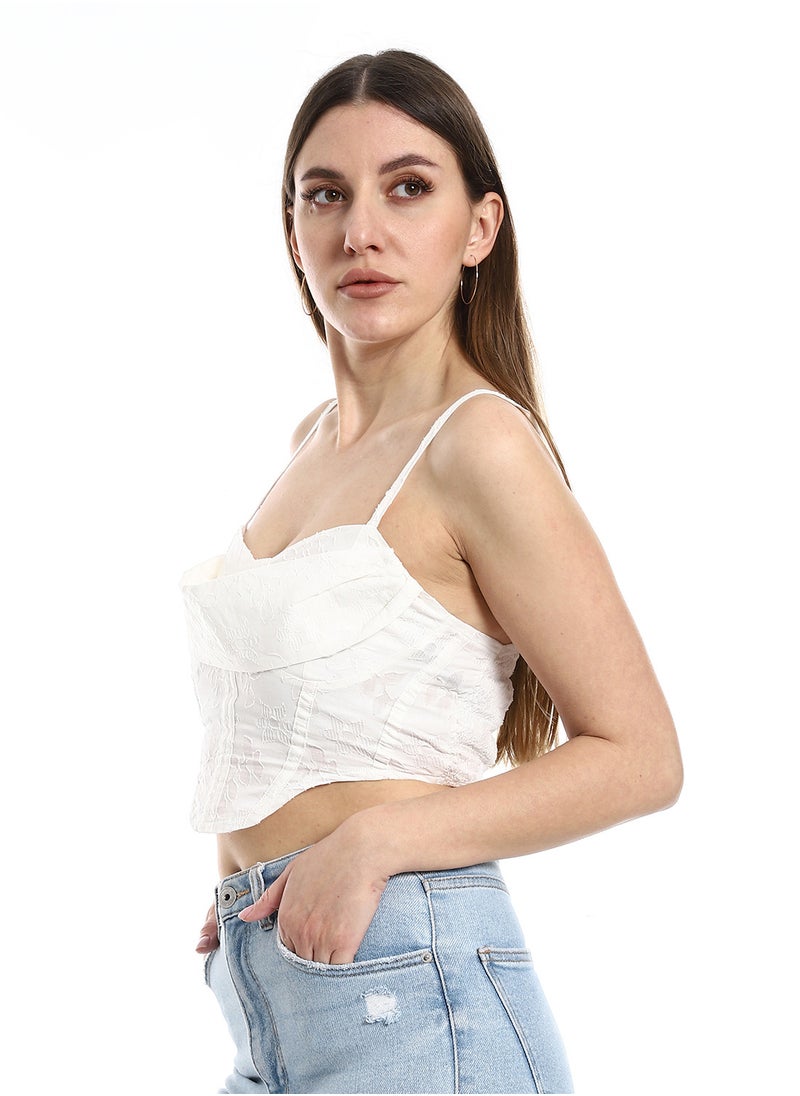 MERCH - Crop blouse with thin straps in white - Image 1