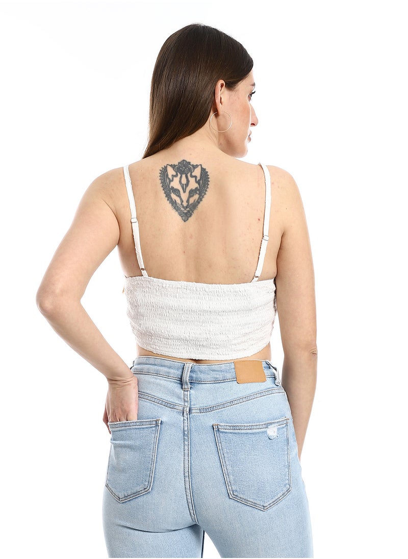 MERCH - Crop blouse with thin straps in white - Image 1