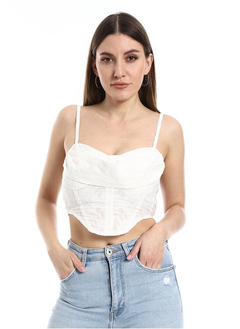 Crop blouse with thin straps in white