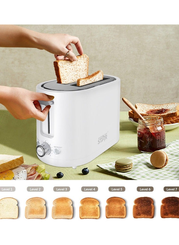 Winning Star 2 Slices Cool Touch Toaster with 7 Temperature Settings & Extra Wide Slots for Bagels, Waffles, Specialty Breads, Puff Pastry, Snacks, White - Image 3