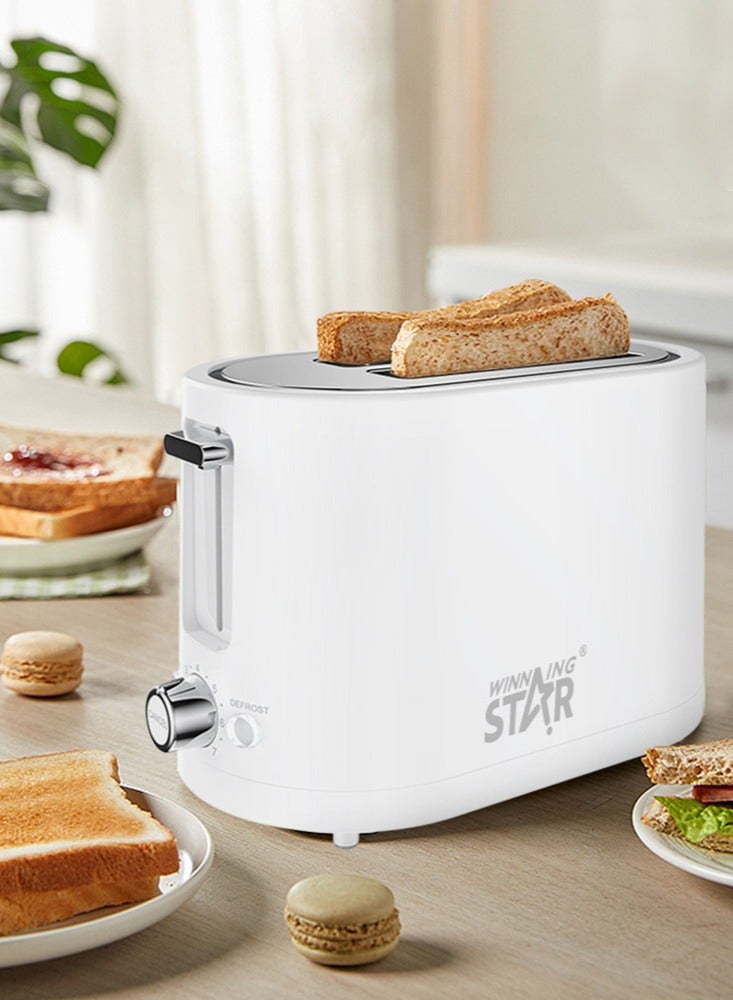 Winning Star 2 Slices Cool Touch Toaster with 7 Temperature Settings & Extra Wide Slots for Bagels, Waffles, Specialty Breads, Puff Pastry, Snacks, White - Image 4