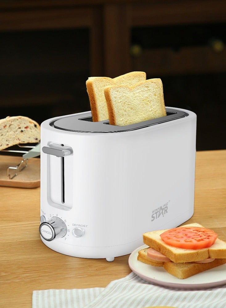 Winning Star 2 Slices Cool Touch Toaster with 7 Temperature Settings & Extra Wide Slots for Bagels, Waffles, Specialty Breads, Puff Pastry, Snacks, White - Image 2