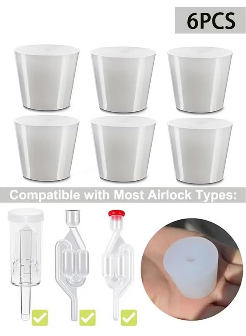 موثوقية التنبؤ 6 قطع من سدادات السيليكون الآمنة غذائيًا بفتحة 8 مم لتخمير الكومبوتشا في المنزل، سدادات سيليكون مخروطية الشكل للاستخدام مع صمام يمكن التخلص منه لإغلاق تخمير الكومبوتشا، سدادة زجاجة، مقاس 6 - Image 1