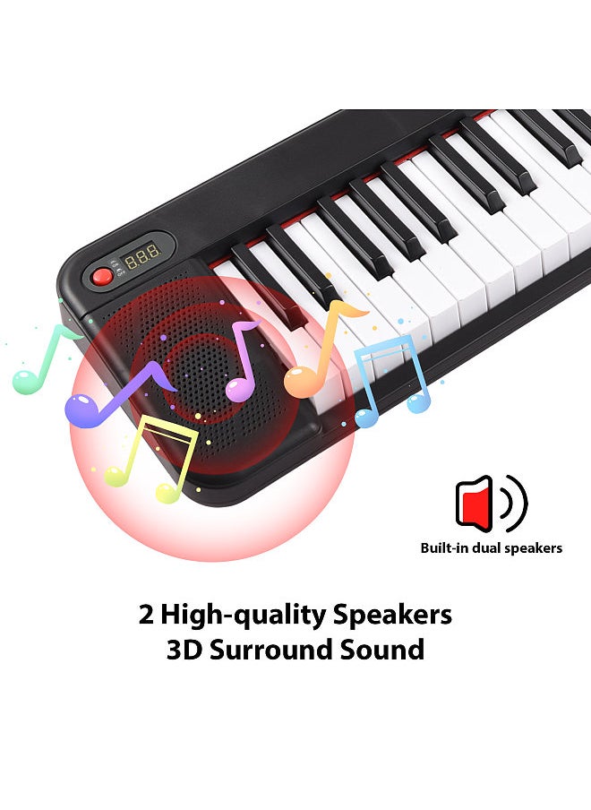 Generic - 61-Key Electronic Piano Multifunctional 61 Keys Piano Keyboard Portable Musical Instrument Illuminated Keyboard Digital Piano with Music Score Stand/Microphone - Image 1