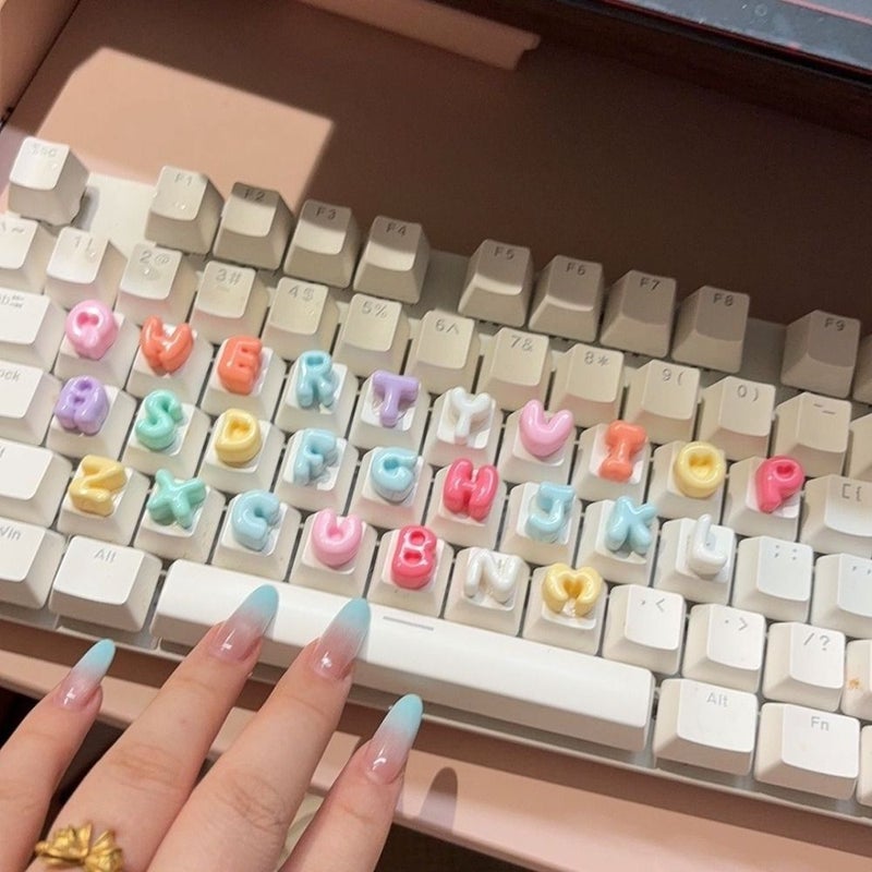 26 Cartoon Alphabet Keyboard Stickers 3D Cute Numbers 26 Letters Plus 10 Numbers - Image 1
