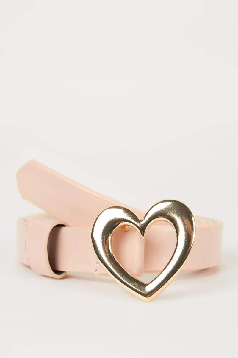 Defacto Girl Oval Buckle Faux Leather Classic Belt