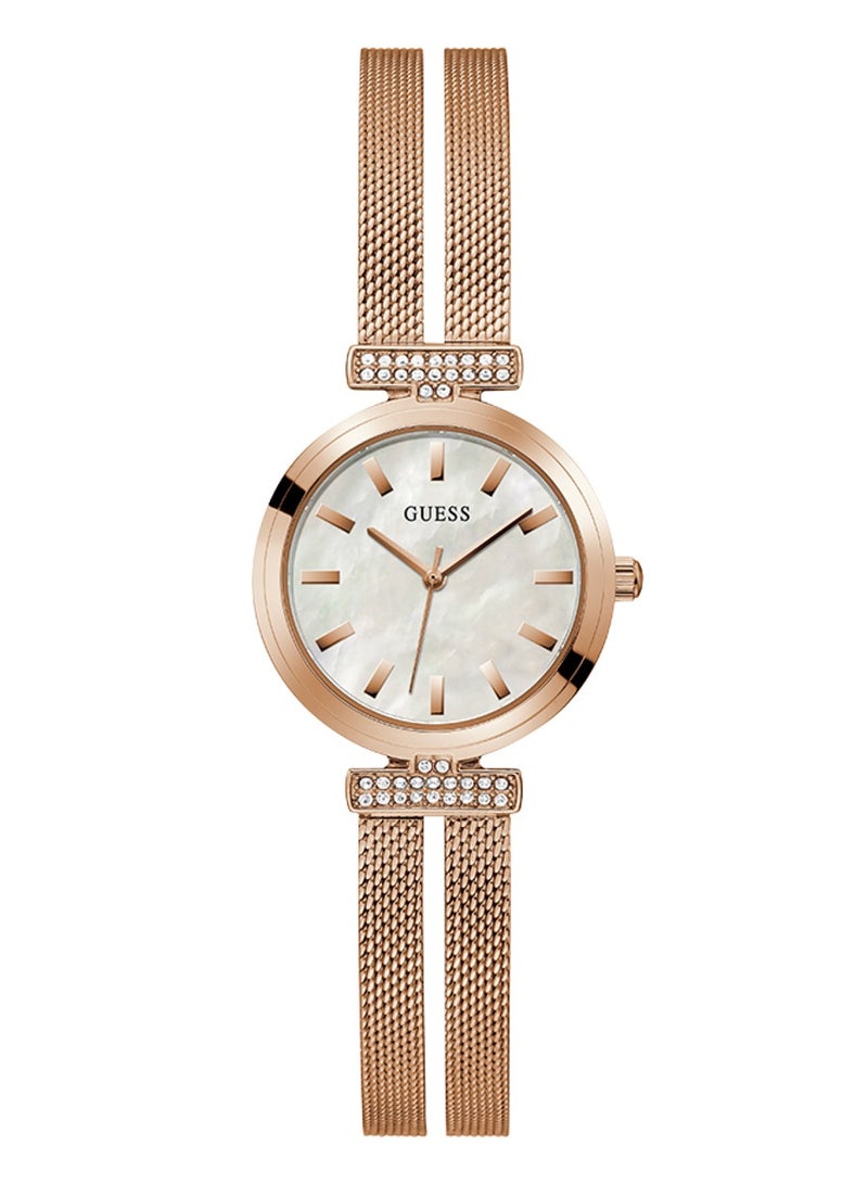 GUESS ساعة معصم نسائية من الفولاذ المقاوم للصدأ بلون الذهب الوردي GW0471L3 - 28 مم - Image 1