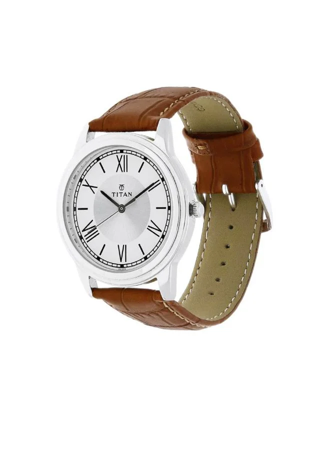 تيتان Men's Leather Analog Watch 1735SL01 - 40 mm